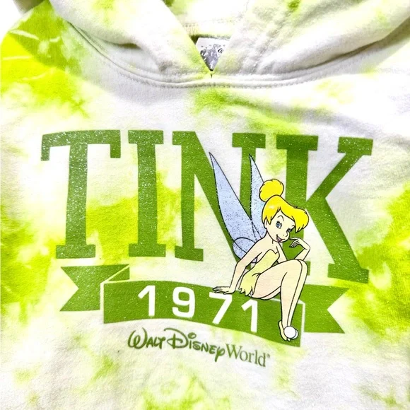 DISNEY TINKERBELL GLITTER HOODED SWEATSHIRT - Picture 2 of 4